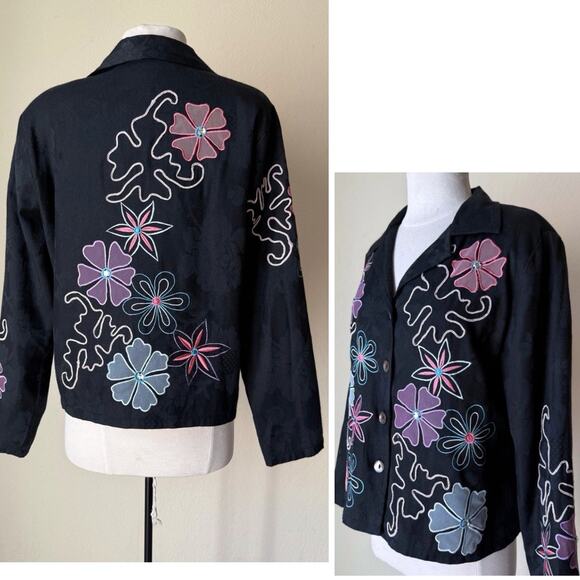 Draper’s & Damon’s Floral Embroidered Jacket S-M Whimsigoth Art Dark Academia - Picture 4 of 8